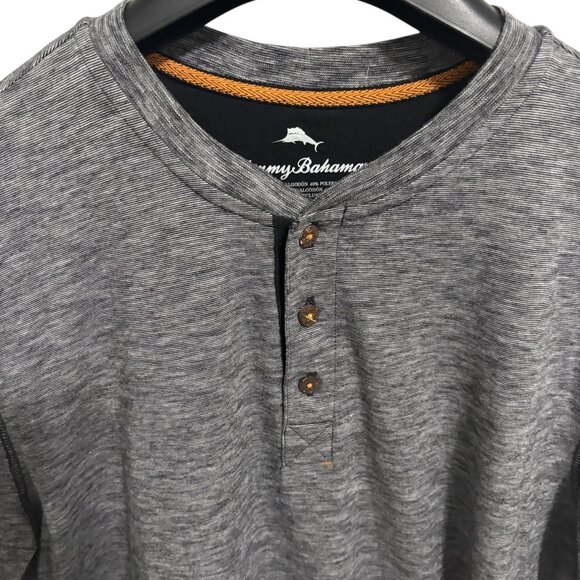 Tommy Bahama 1/4 Button Henley Shirt Men’s Large Gray Long Sleeve 60% Cotton,40 - Picture 5 of 6